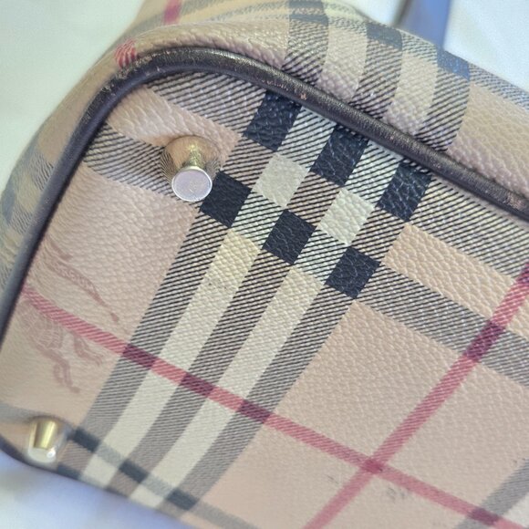 BURBERRY Nova Check Coated Canvas Top Zip Tote Vintage - Picture 9 of 11